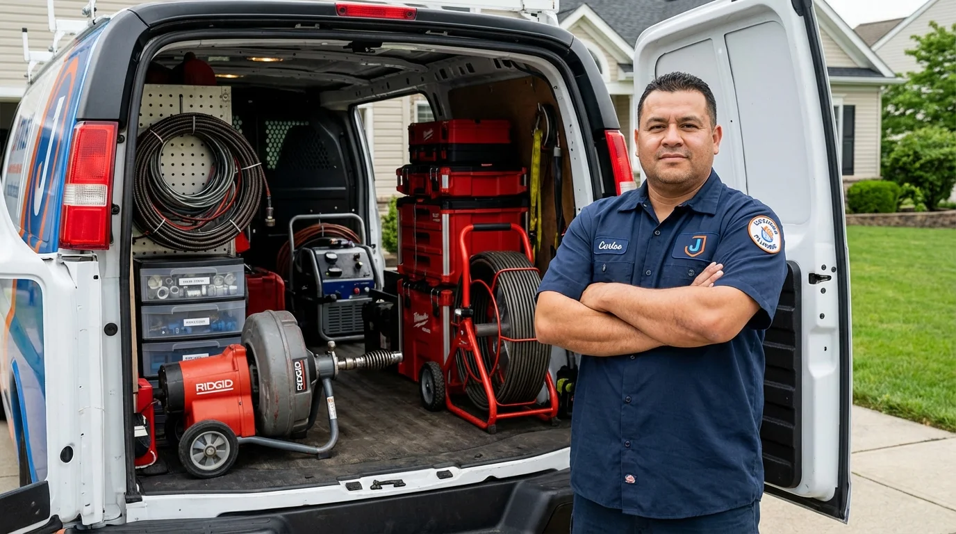 Professional drain cleaning equipment and Johns Plumbing LLC plumber in San Manuel