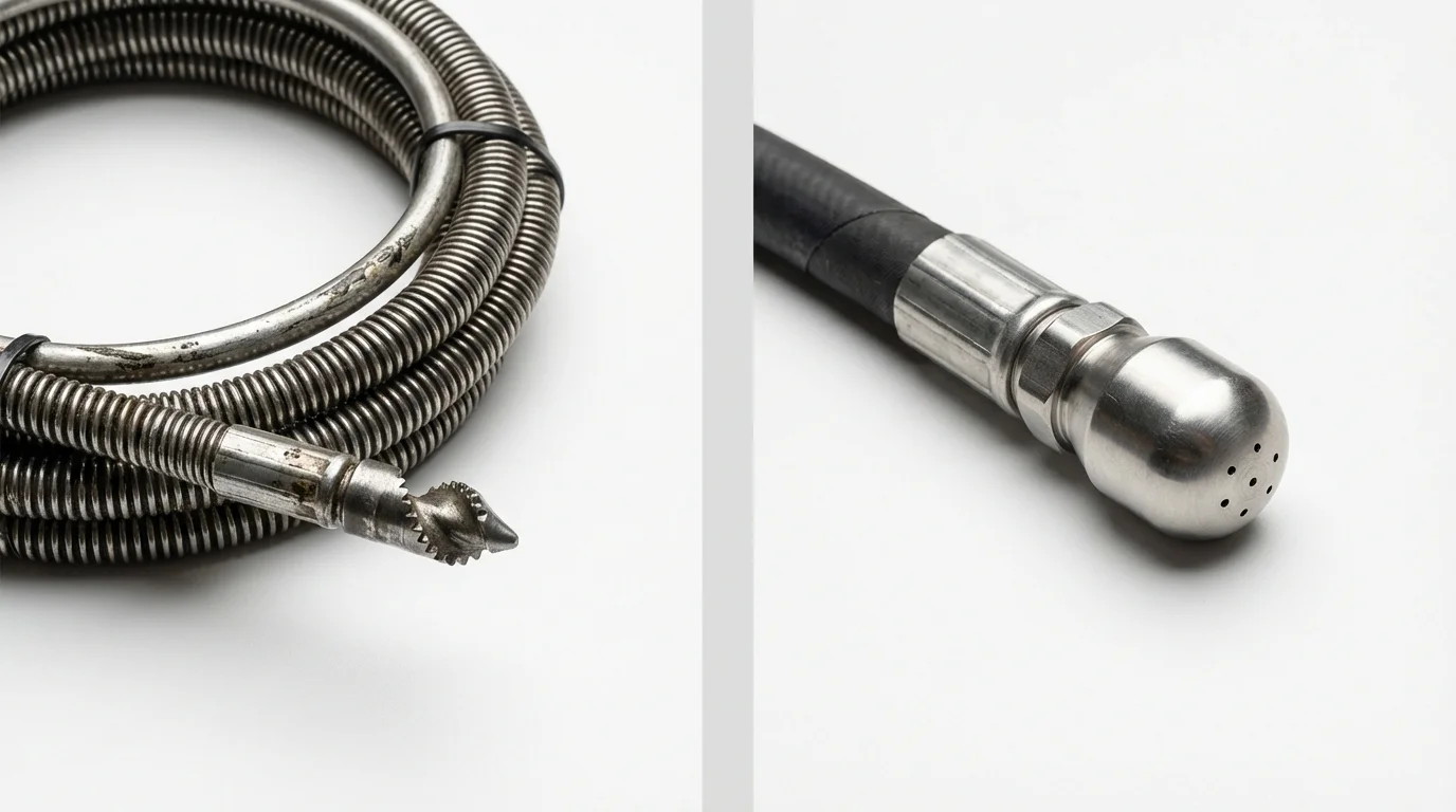 Drain snake cable and hydro jetting nozzle used for drain cleaning in San Manuel, AZ