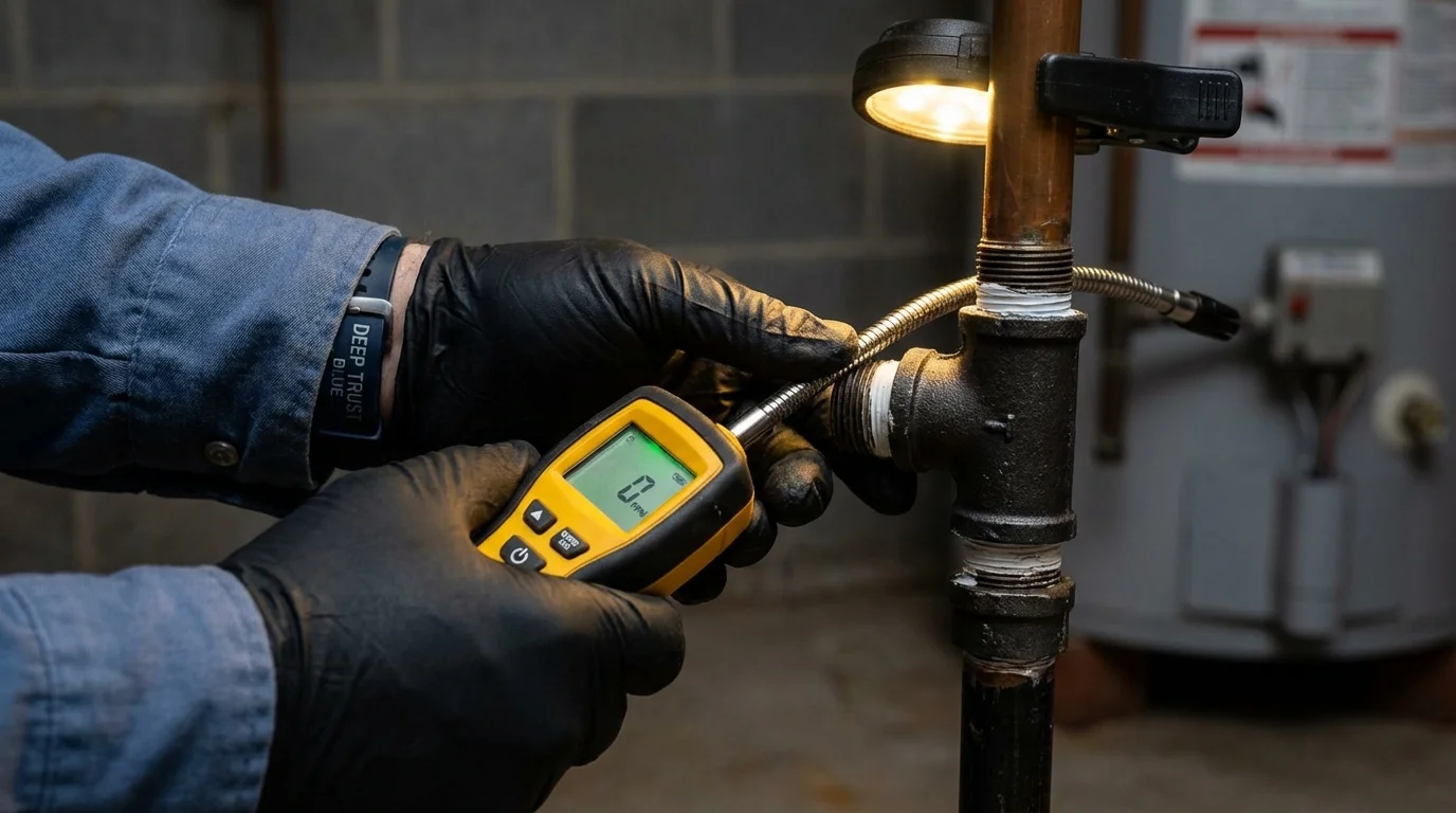 Gas leak detection with electronic sniffer by Johns Plumbing LLC in San Manuel