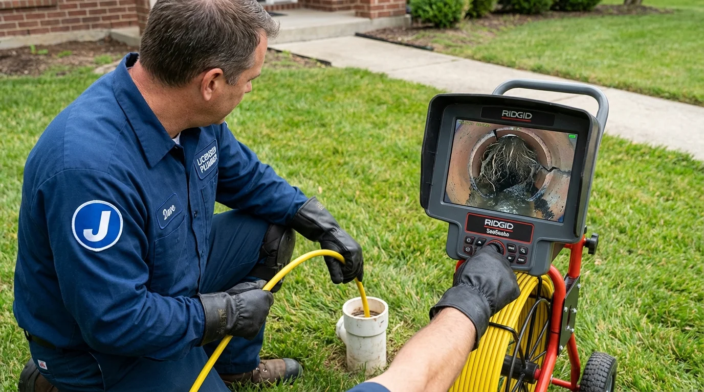 Sewer camera inspection being performed by Johns Plumbing LLC in San Manuel