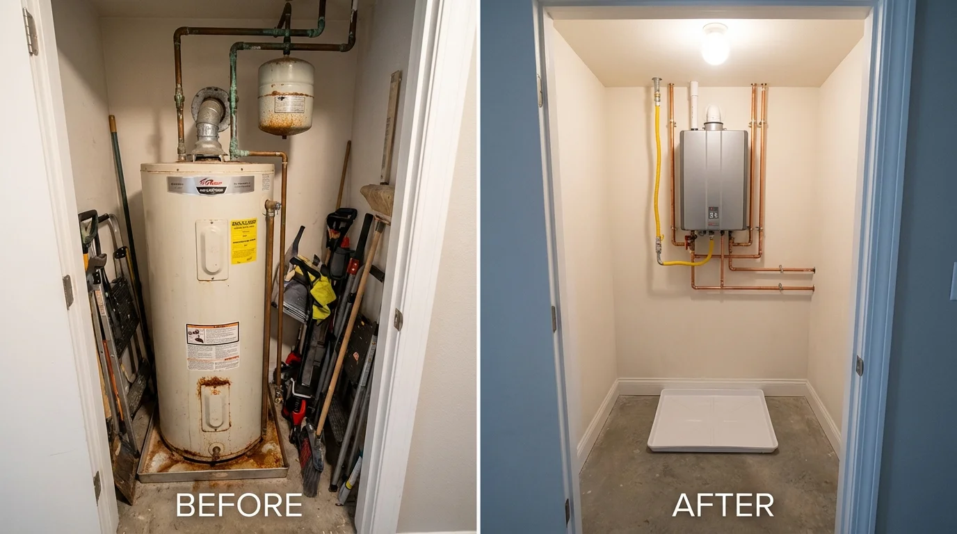 Tank water heater versus wall-mounted tankless unit comparison for San Manuel, AZ homeowners